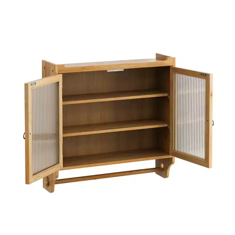Meuble mural vintage à 2 portes avec 3 étagères de rangement et porte-serviettes pour salle de bain, cuisine et salon