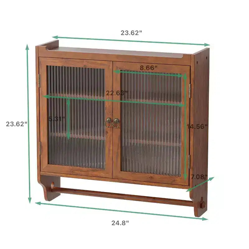Meuble mural vintage à 2 portes avec 3 étagères de rangement et porte-serviettes pour salle de bain, cuisine et salon