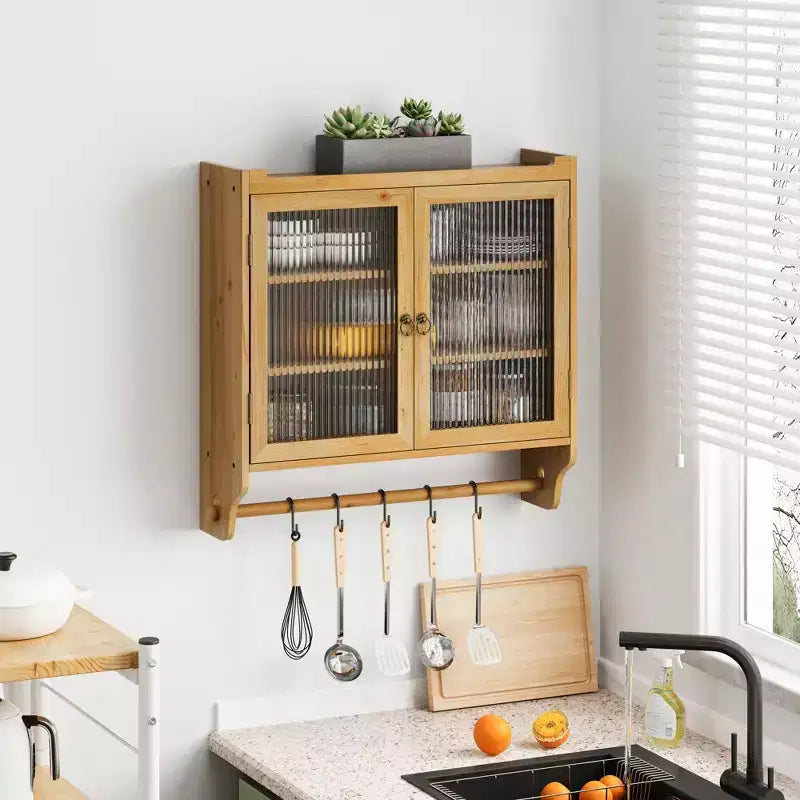Meuble mural vintage à 2 portes avec 3 étagères de rangement et porte-serviettes pour salle de bain, cuisine et salon