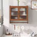 Okak Vintage 2-Door Wall Cabinet with Featuring 3-tier Storage & Towel Rack for Bathroom/Dining Room/Living Room/Kitchen