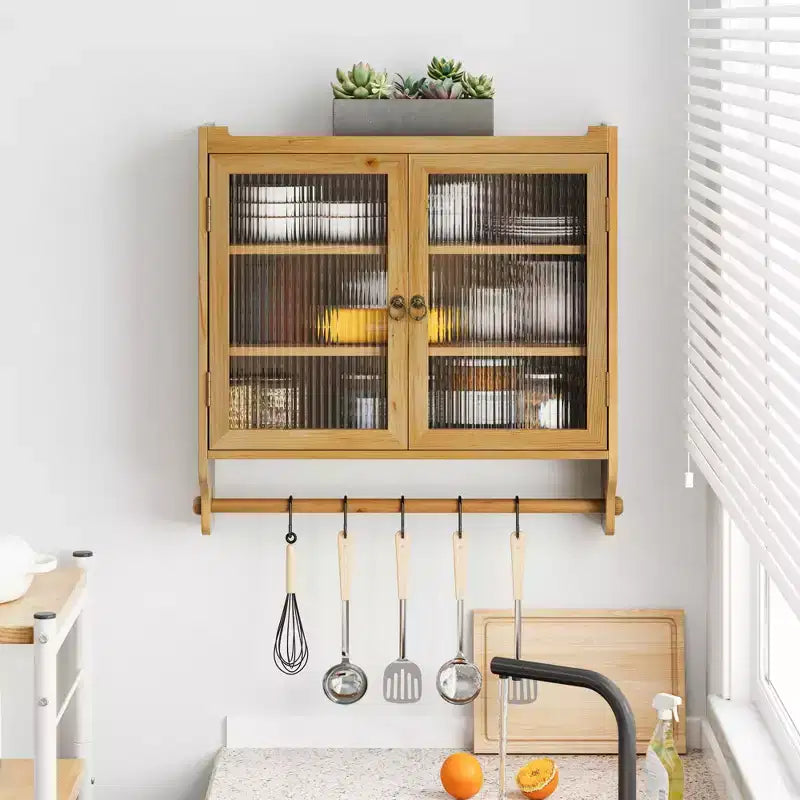 Vintage 2-Door Wall Cabinet with 3-Tier Storage and Towel Rack for Bathroom, Kitchen and Living Room
