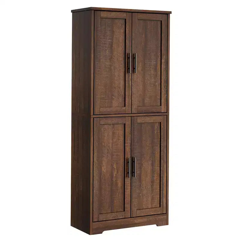 Kitchen Pantry Cabinet with 4 Doors & Adjustable Shelves, Freestanding Utility Storage Cupboard