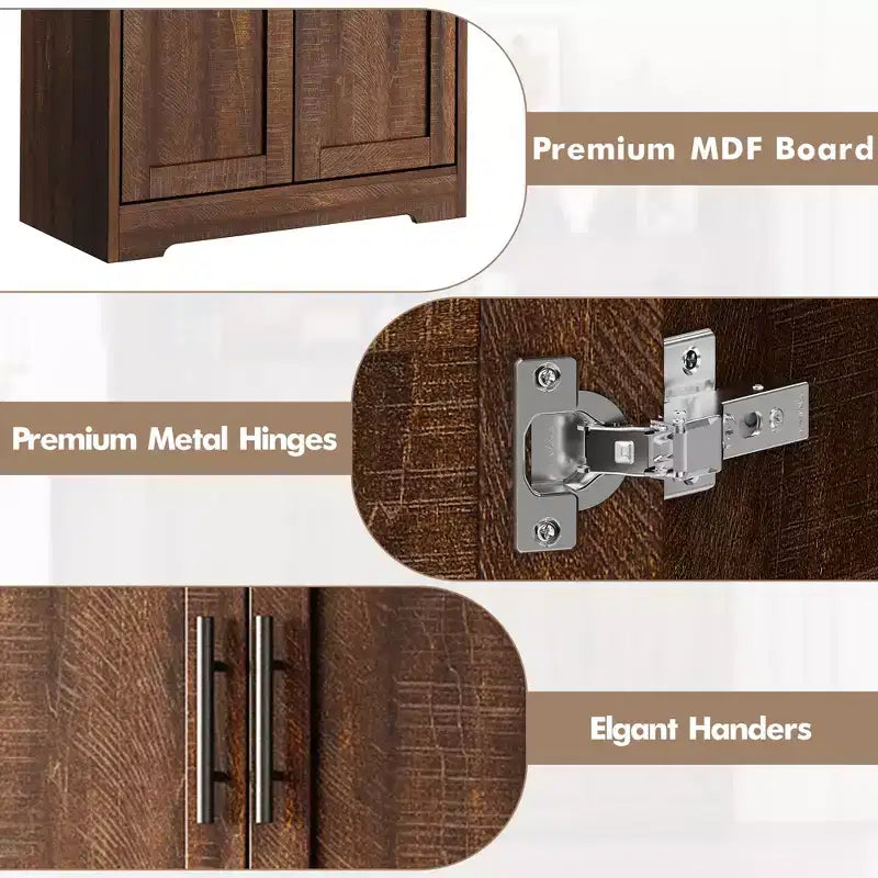 Kitchen Pantry Cabinet with 4 Doors & Adjustable Shelves, Freestanding Utility Storage Cupboard