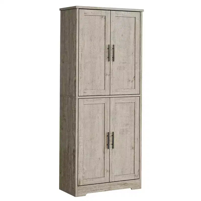 Kitchen Pantry Cabinet with 4 Doors & Adjustable Shelves, Freestanding Utility Storage Cupboard