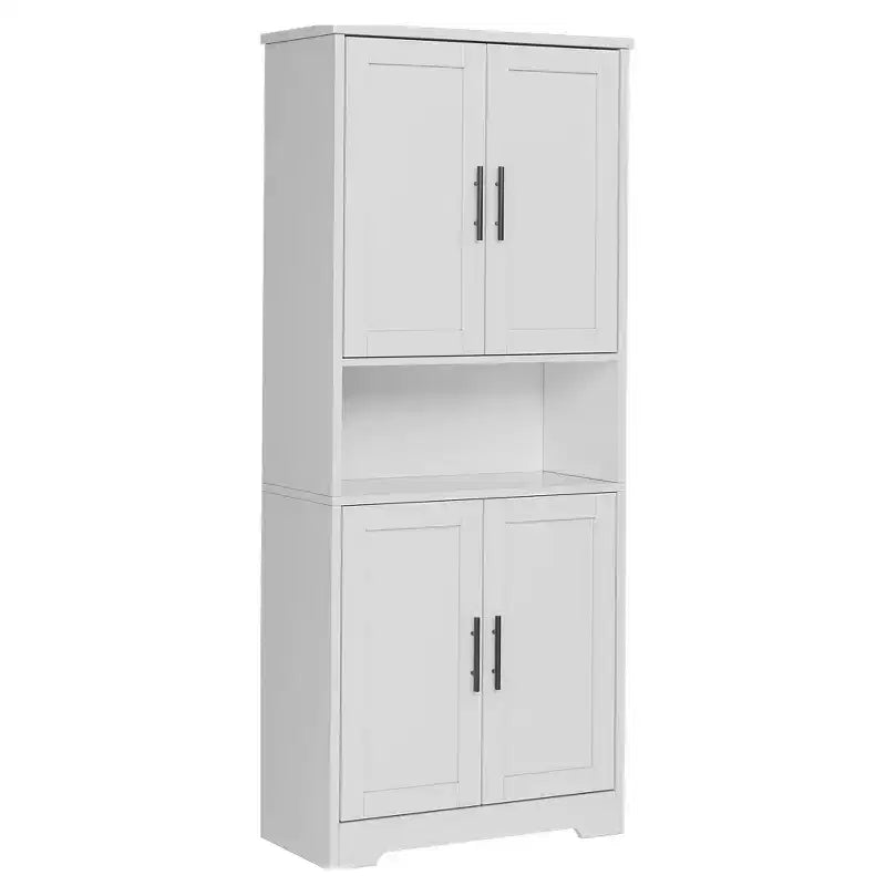 Kitchen Pantry Cabinet with 4 Doors & Adjustable Shelves, Freestanding Utility Storage Cupboard