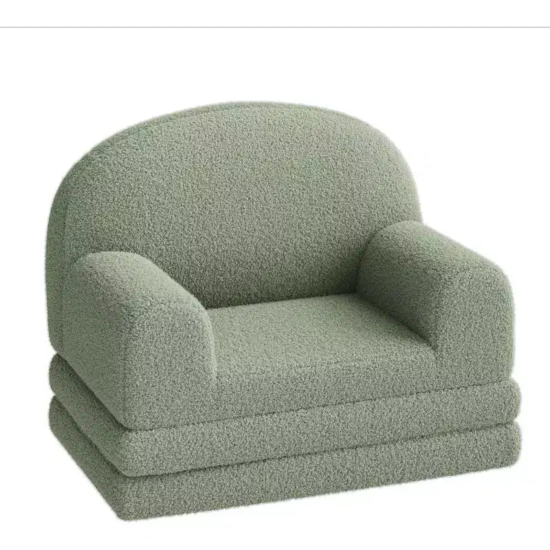 2-in-1 Foldable Toddler Sofa to Lounger, Foam Chair for Kids Ages 2–8