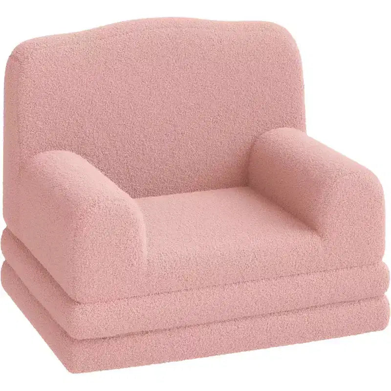 2-in-1 Foldable Toddler Sofa to Lounger, Foam Chair for Kids Ages 2–8