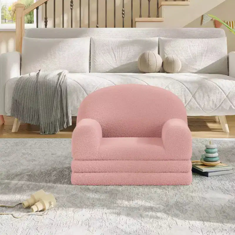 2-in-1 Foldable Toddler Sofa to Lounger, Foam Chair for Kids Ages 2–8