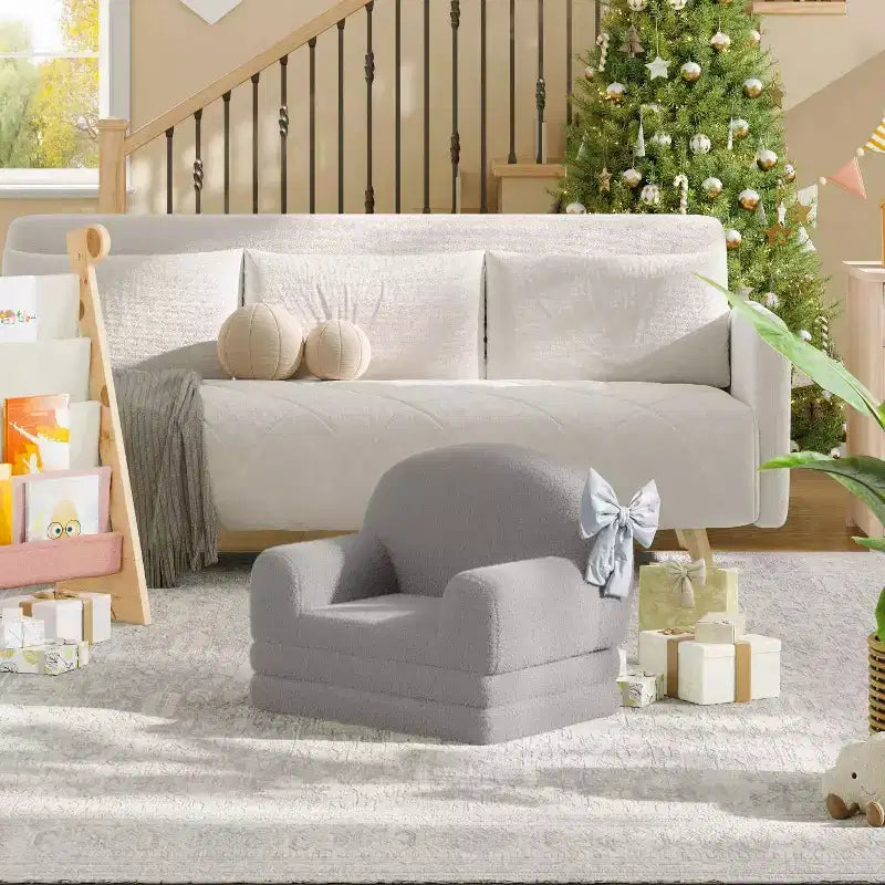 2-in-1 Foldable Toddler Sofa to Lounger, Foam Chair for Kids Ages 2–8