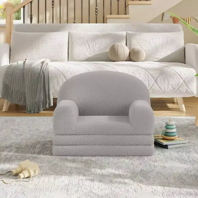 2-in-1 Foldable Toddler Sofa to Lounger, Foam Chair for Kids Ages 2–8