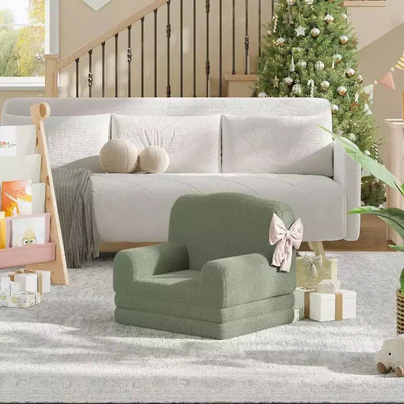 2-in-1 Foldable Toddler Sofa to Lounger, Foam Chair for Kids Ages 2–8