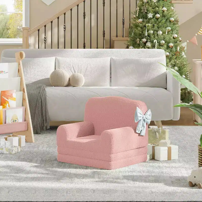 2-in-1 Foldable Toddler Sofa to Lounger, Foam Chair for Kids Ages 2–8