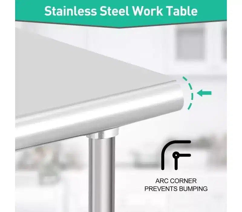 36" NSF Stainless Steel Prep Table, 2-Tier Commercial Workstation for Kitchen, Garage and Restaurant