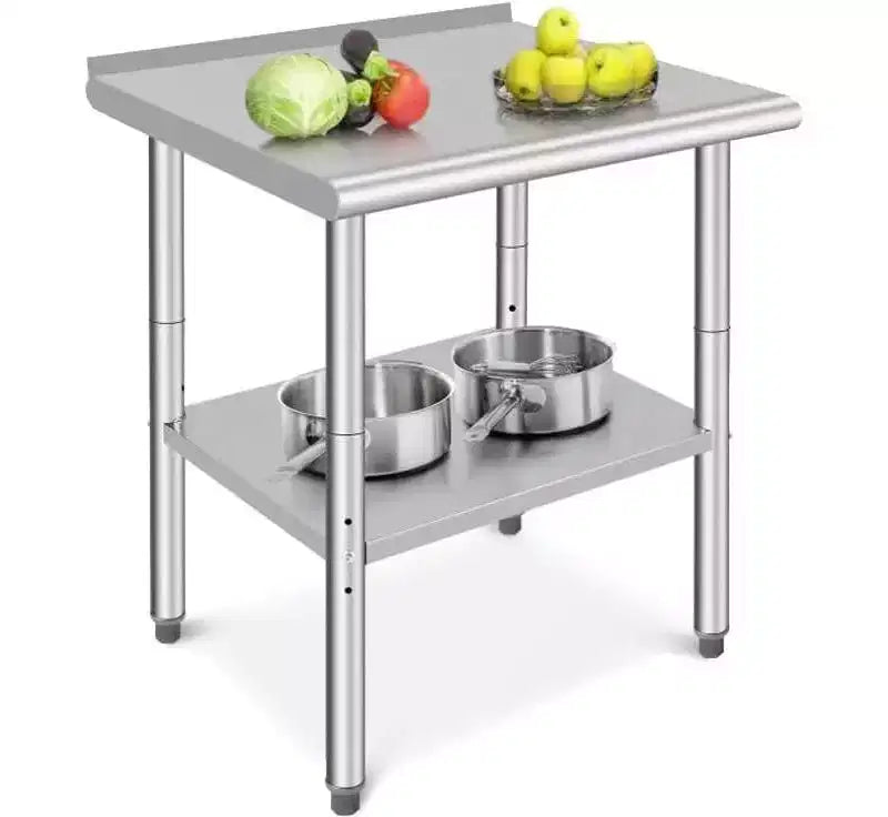 36" NSF Stainless Steel Prep Table, 2-Tier Commercial Workstation for Kitchen, Garage and Restaurant