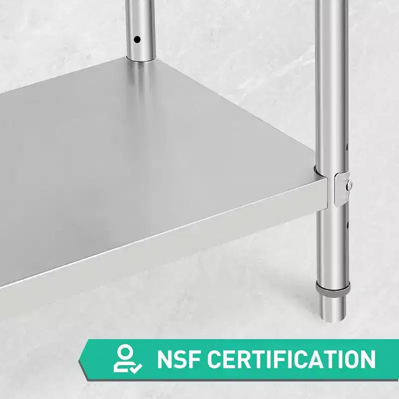 36" NSF Stainless Steel Prep Table, 2-Tier Commercial Workstation for Kitchen, Garage and Restaurant