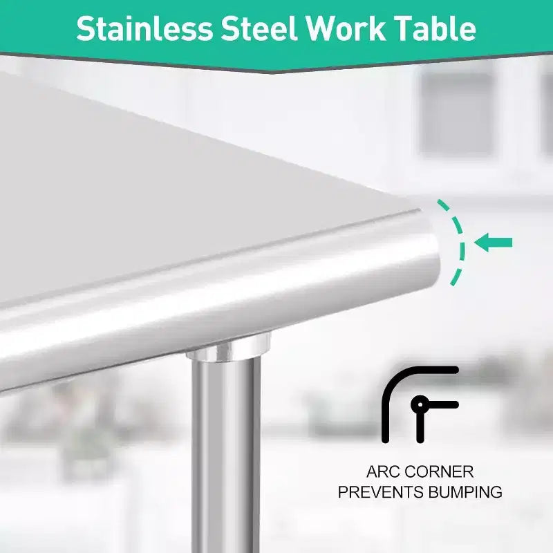 36" NSF Stainless Steel Prep Table, 2-Tier Commercial Workstation for Kitchen, Garage and Restaurant