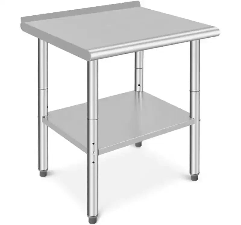 36" NSF Stainless Steel Prep Table, 2-Tier Commercial Workstation for Kitchen, Garage and Restaurant
