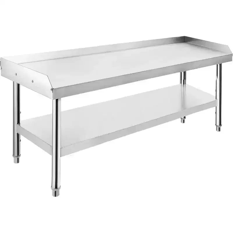 48" Stainless Steel Grill Stand, 1000 lb Rated Commercial Table with Adjustable Legs and Safety Baffle