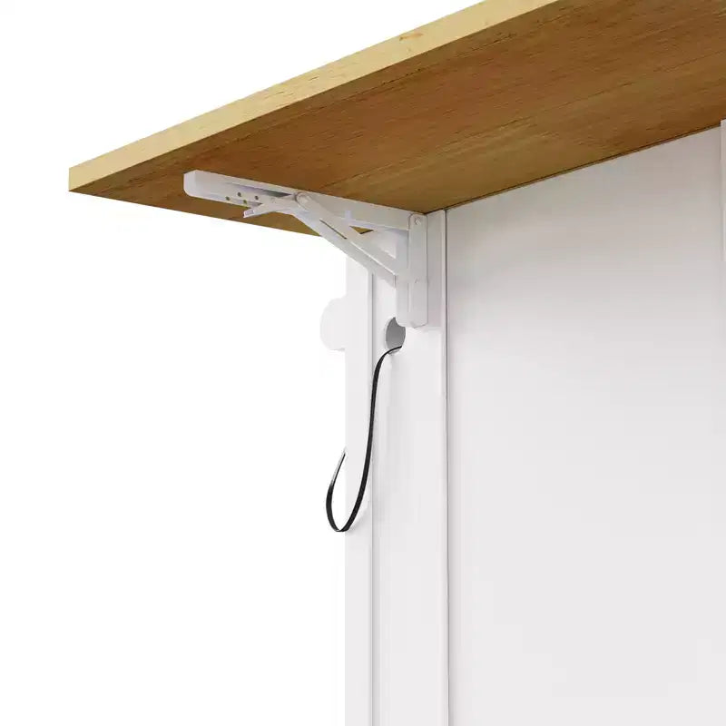 Kitchen Island with Drop Leaf, Power Outlet, 5 Wheels and 5 Open Side Racks, White
