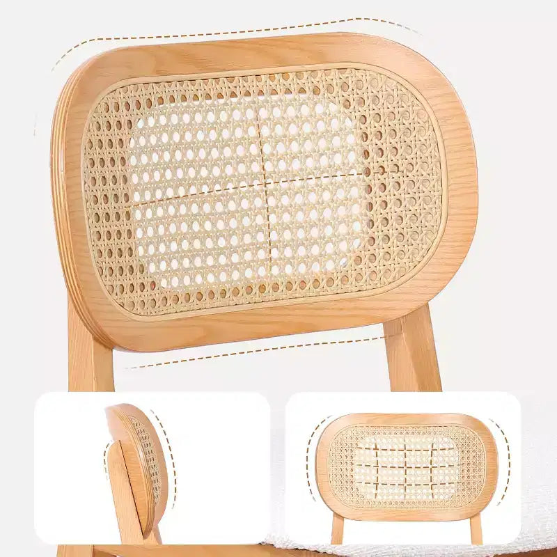 Mid Century Modern Rattan Bar Stools, Counter Height with Faux Leather or Boucle Fabric Upholstery