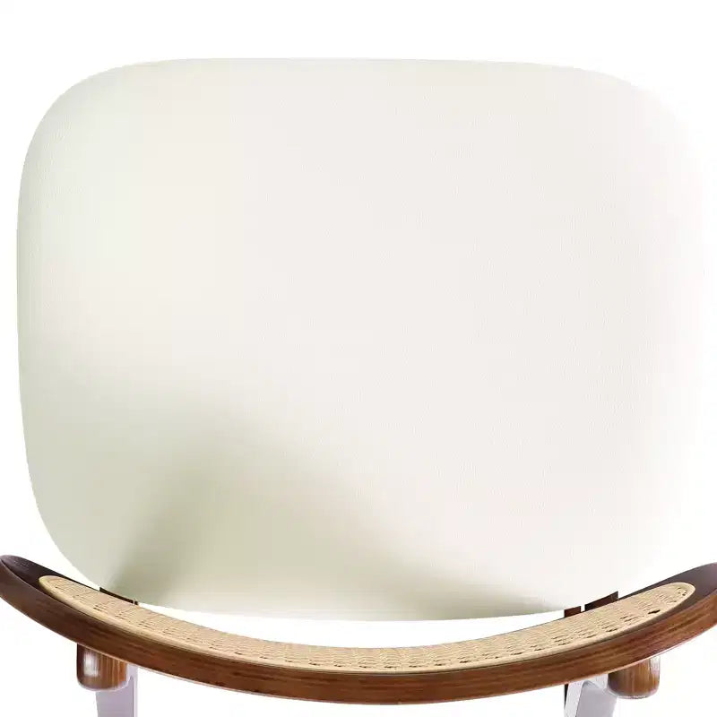 Mid Century Modern Rattan Bar Stools, Counter Height with Faux Leather or Boucle Fabric Upholstery