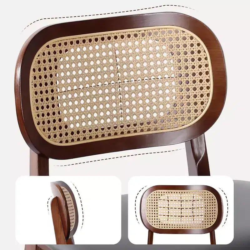 Mid Century Modern Rattan Bar Stools, Counter Height with Faux Leather or Boucle Fabric Upholstery