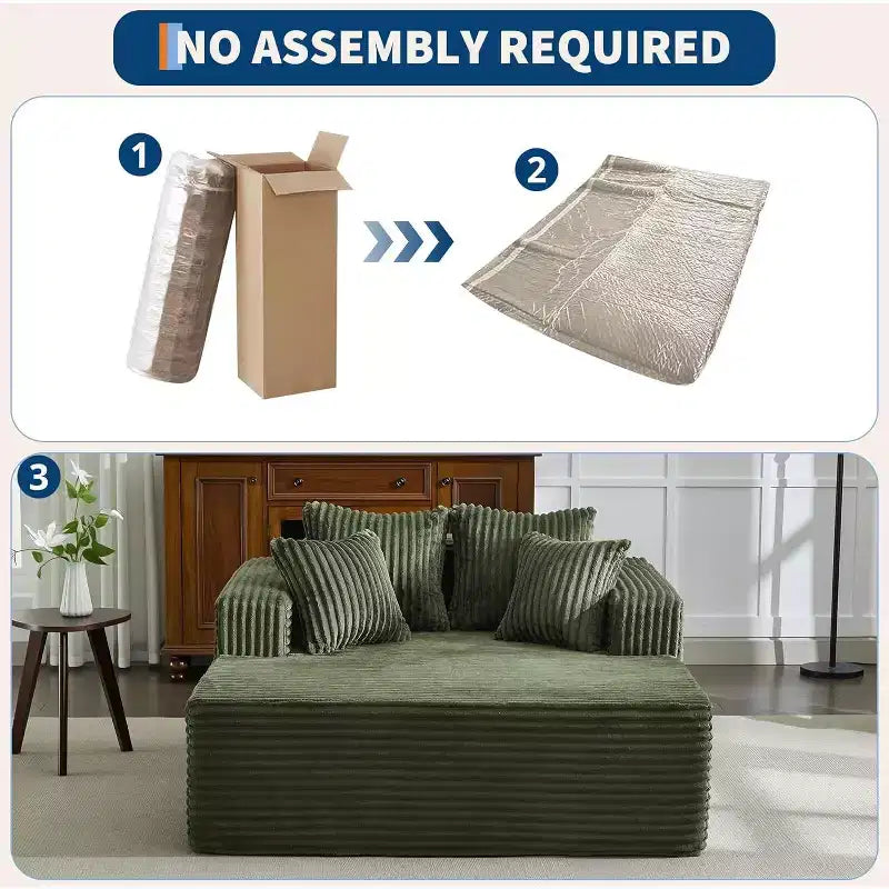 Oversized 2-Person Bean Bag Chaise Lounge Sofa Bed with 4 Pillows, for Living Room and Bedroom