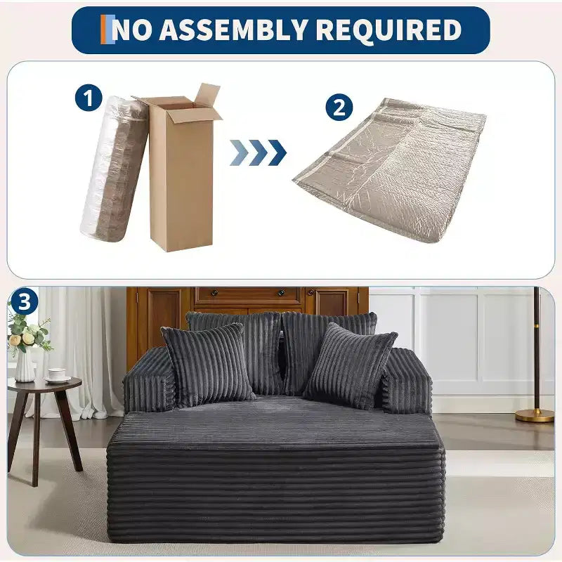 Oversized 2-Person Bean Bag Chaise Lounge Sofa Bed with 4 Pillows, for Living Room and Bedroom