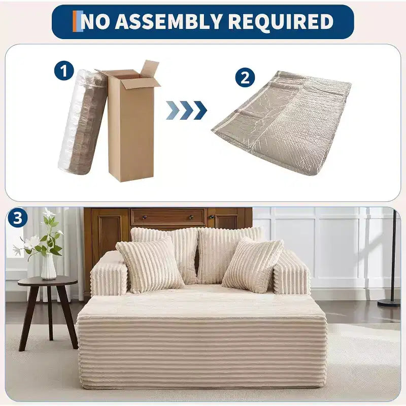 Oversized 2-Person Bean Bag Chaise Lounge Sofa Bed with 4 Pillows, for Living Room and Bedroom