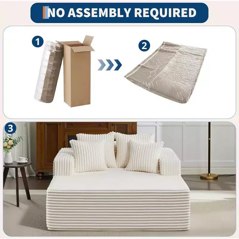 Oversized 2-Person Bean Bag Chaise Lounge Sofa Bed with 4 Pillows, for Living Room and Bedroom