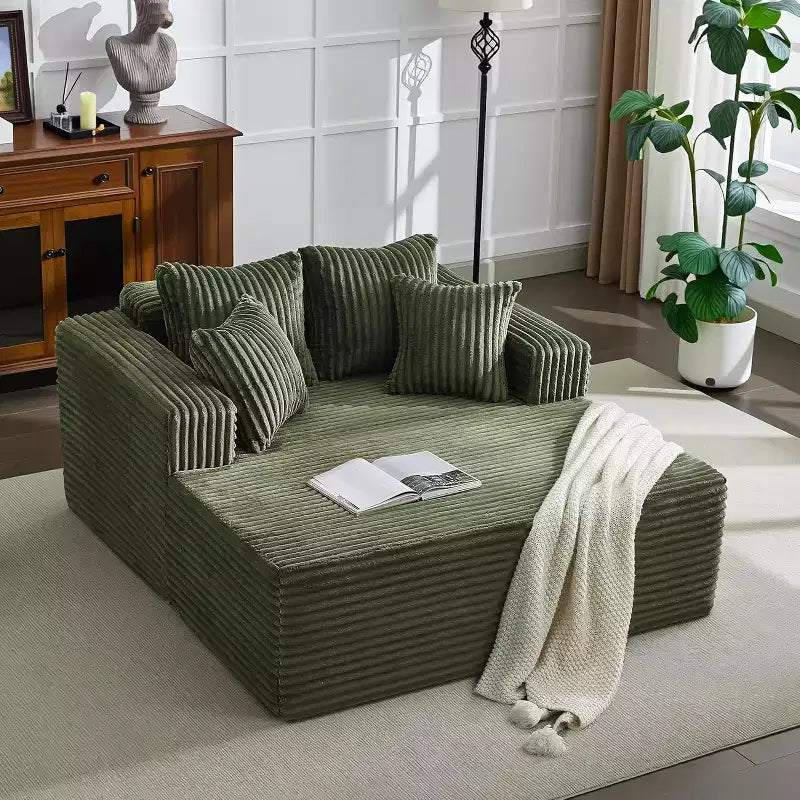 Oversized 2-Person Bean Bag Chaise Lounge Sofa Bed with 4 Pillows, for Living Room and Bedroom