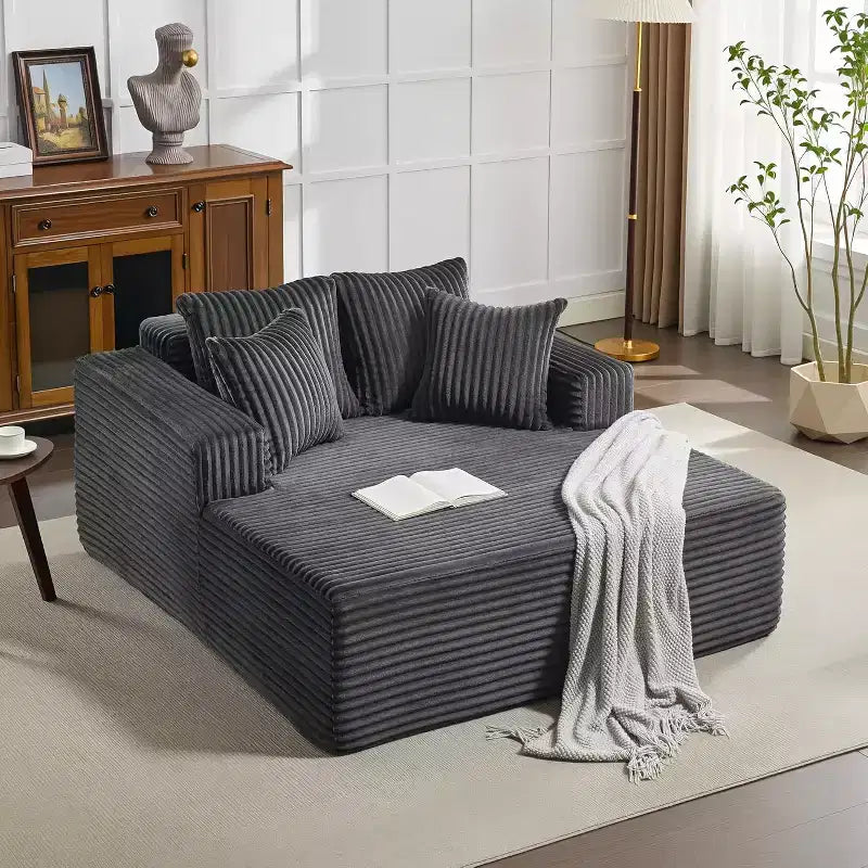 Oversized 2-Person Bean Bag Chaise Lounge Sofa Bed with 4 Pillows, for Living Room and Bedroom