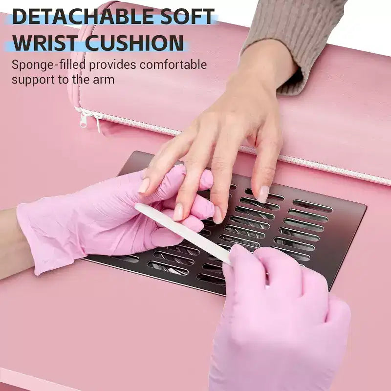 Manicure Table Nail Desk with Electric Dust Collector, 4 Drawers and Cabinet Storage, Lockable Wheels, White