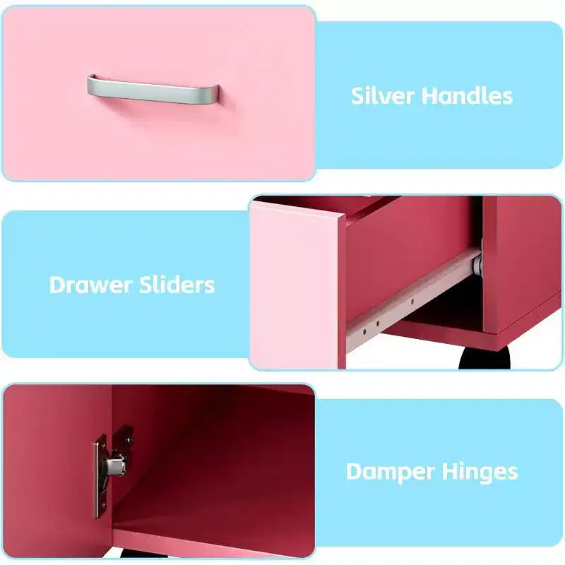 Manicure Table Nail Desk with Electric Dust Collector, 4 Drawers and Cabinet Storage, Lockable Wheels, White