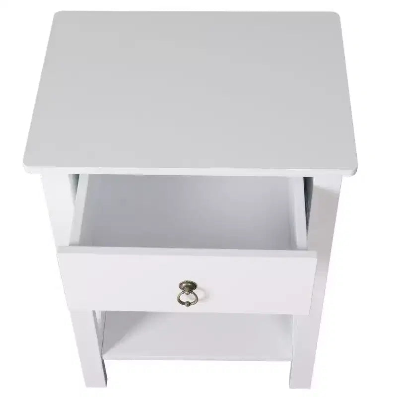 1-Drawer White MDF Nightstand, 15.75 in. Wide