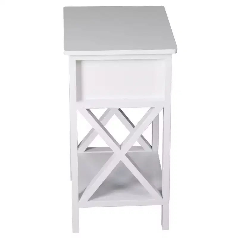 1-Drawer White MDF Nightstand, 15.75 in. Wide