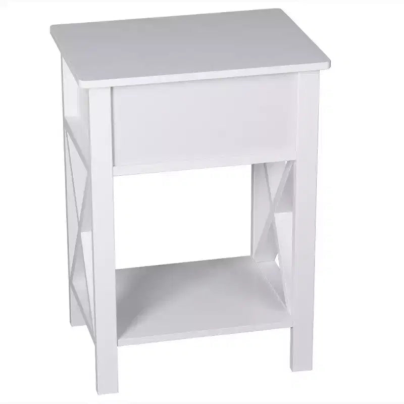 1-Drawer White MDF Nightstand, 15.75 in. Wide