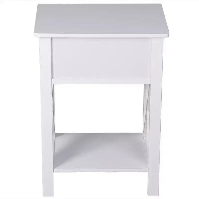 1-Drawer White MDF Nightstand, 15.75 in. Wide