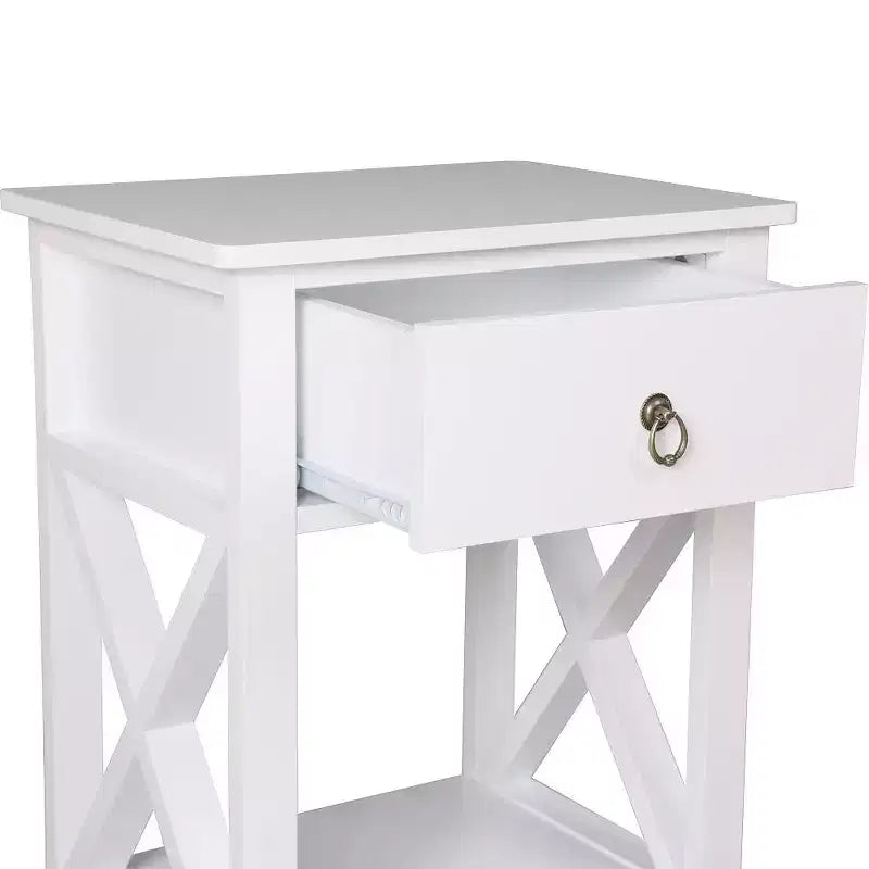 1-Drawer White MDF Nightstand, 15.75 in. Wide