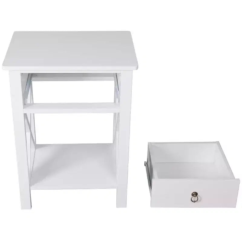 1-Drawer White MDF Nightstand, 15.75 in. Wide