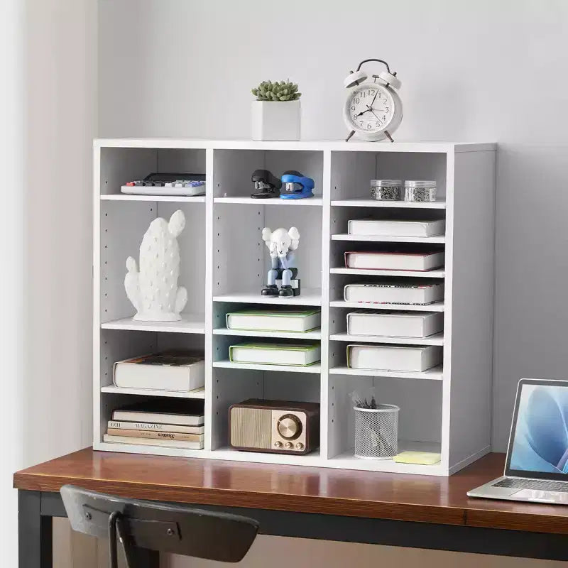 24-Compartment Literature Organizer, Office Mailbox with Adjustable Shelves, MDF, White