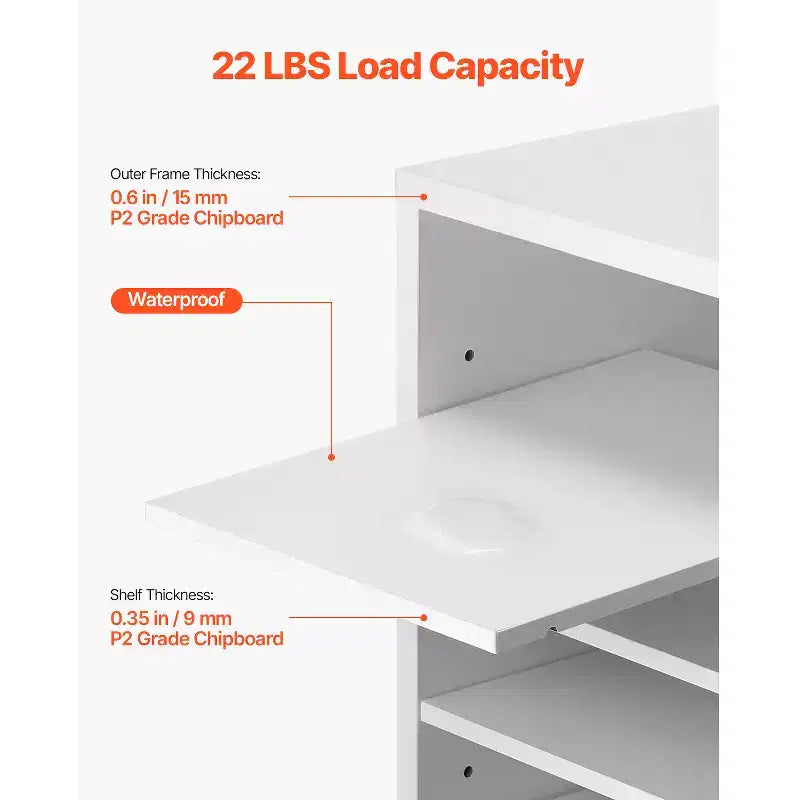 24-Compartment Literature Organizer, Office Mailbox with Adjustable Shelves, MDF, White