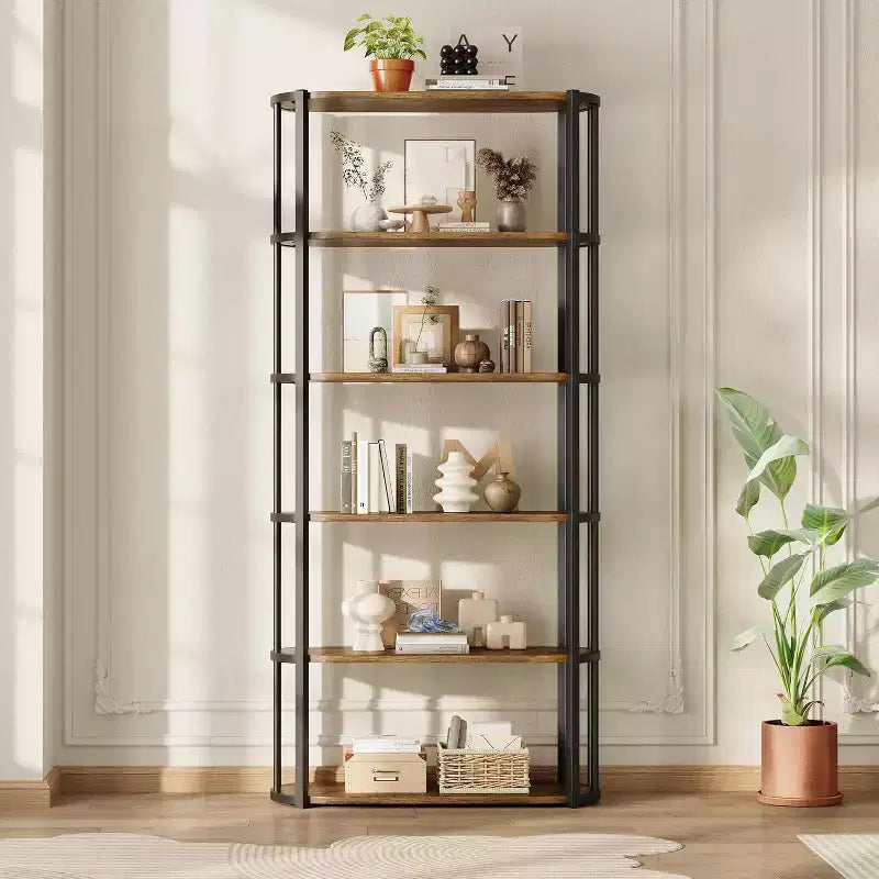 71 Inches Tall Bookshelf, Industrial Book Shelf, Freestanding Bookcase, Large Book Shelves for Living Room, Bookcase Storage Rack for Home Office