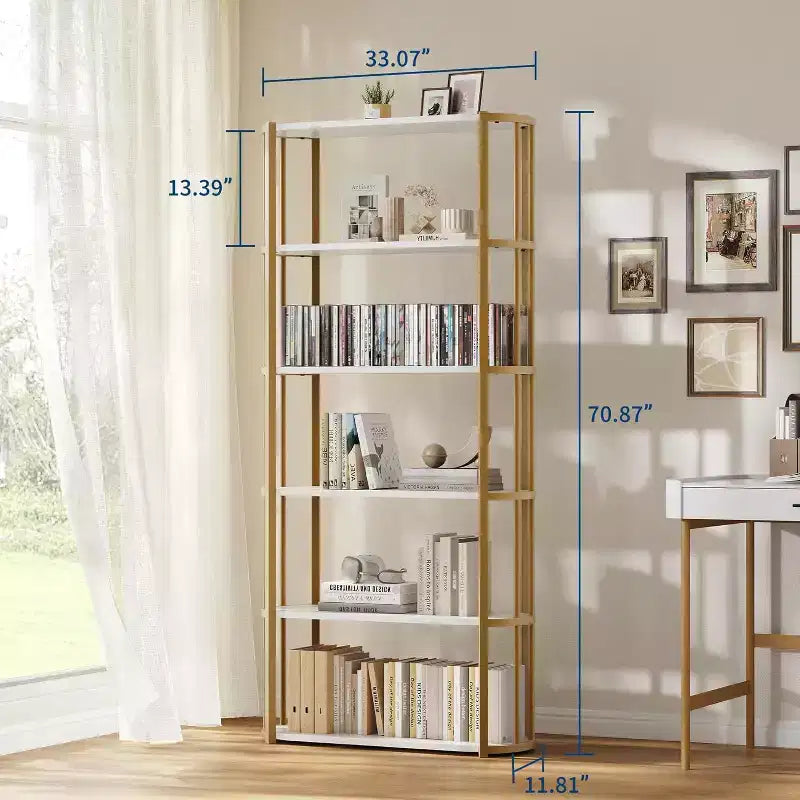 71 Inches Tall Bookshelf, Industrial Book Shelf, Freestanding Bookcase, Large Book Shelves for Living Room, Bookcase Storage Rack for Home Office
