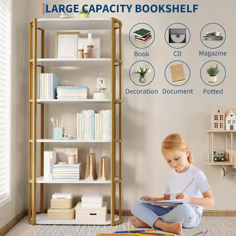 71 Inches Tall Bookshelf, Industrial Book Shelf, Freestanding Bookcase, Large Book Shelves for Living Room, Bookcase Storage Rack for Home Office