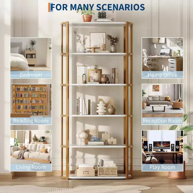 71 Inches Tall Bookshelf, Industrial Book Shelf, Freestanding Bookcase, Large Book Shelves for Living Room, Bookcase Storage Rack for Home Office