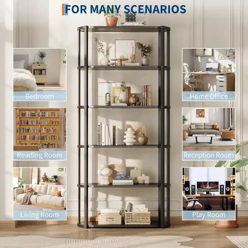 71 Inches Tall Bookshelf, Industrial Book Shelf, Freestanding Bookcase, Large Book Shelves for Living Room, Bookcase Storage Rack for Home Office