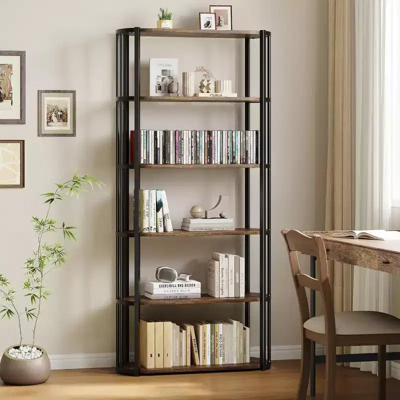 71 Inches Tall Bookshelf, Industrial Book Shelf, Freestanding Bookcase, Large Book Shelves for Living Room, Bookcase Storage Rack for Home Office
