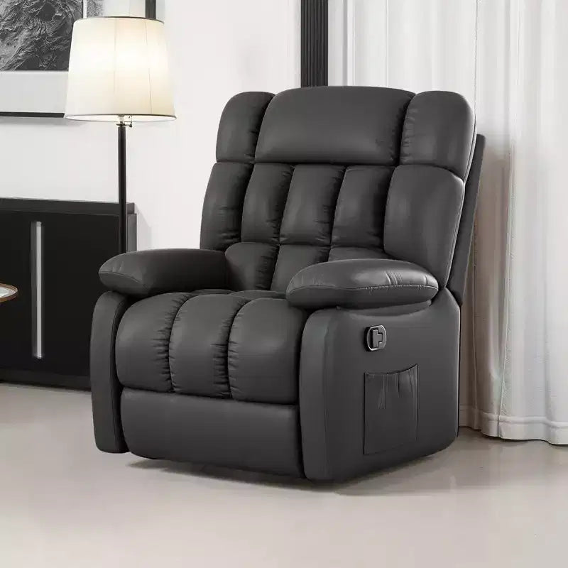 Ergonomic Recliner Chair, 110–160° Adjustable Recline, Footrest and Side Pocket for Living Room, Black