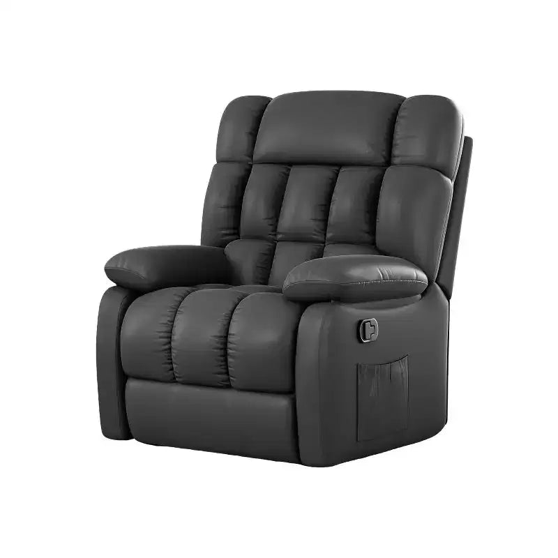 Ergonomic Recliner Chair, 110–160° Adjustable Recline, Footrest and Side Pocket for Living Room, Black